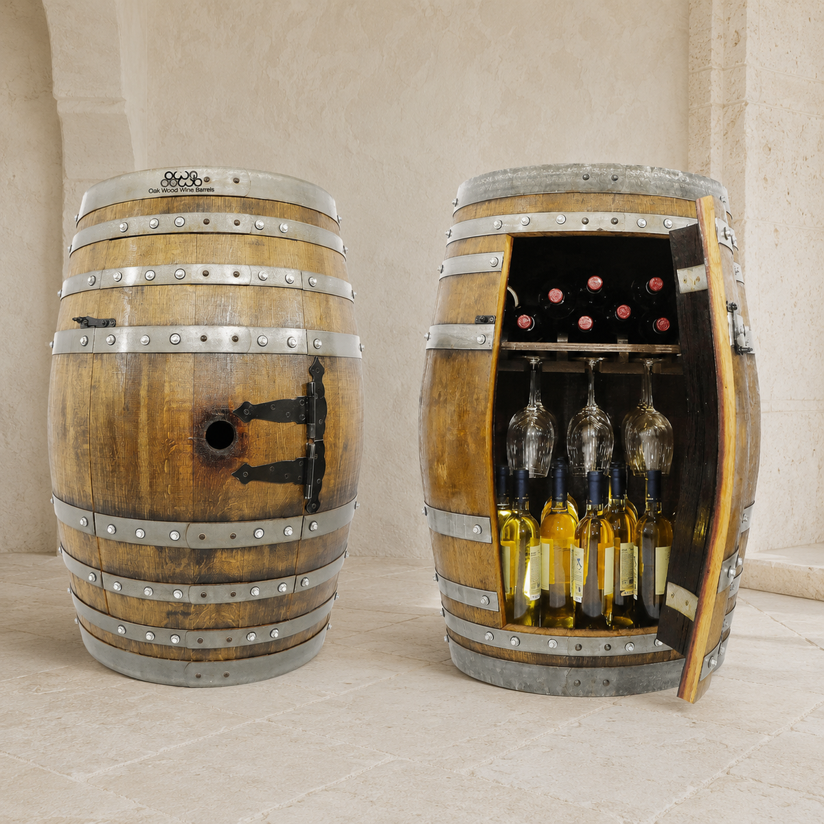 Bordeaux Oak Wine Barrel Bar