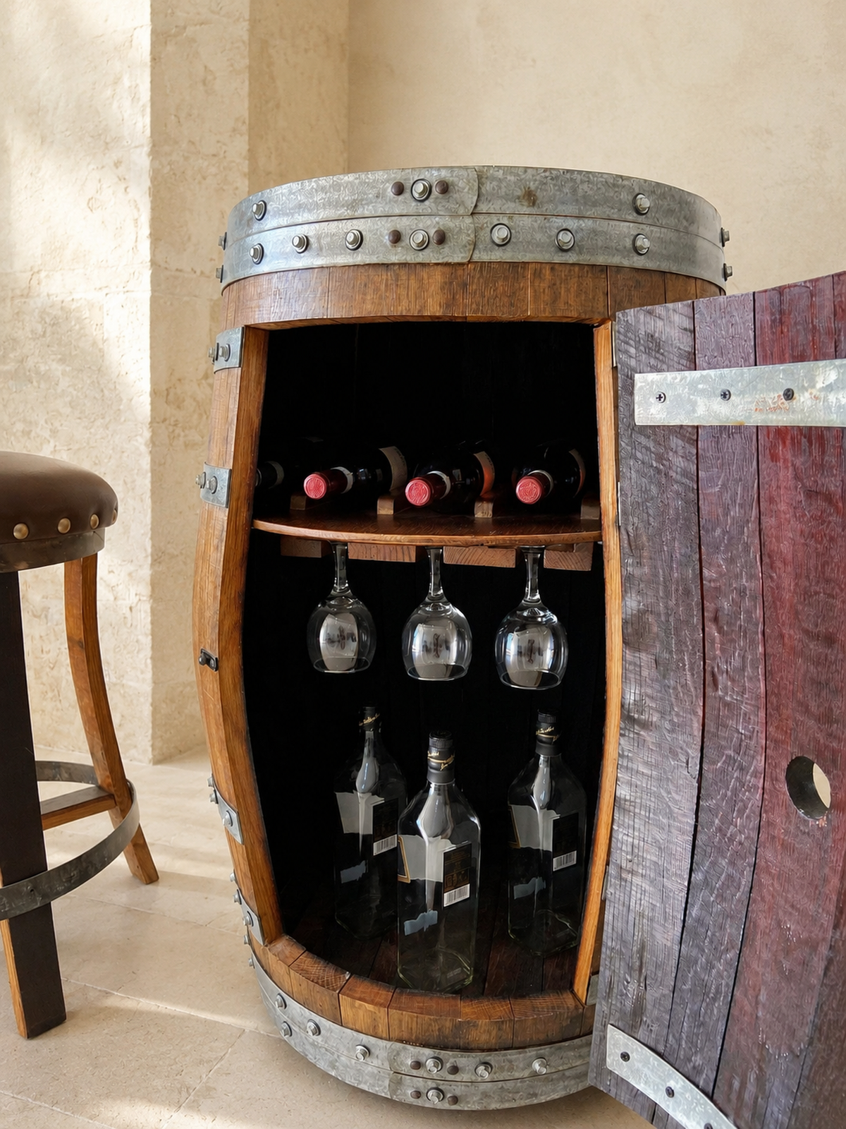 Bordeaux Oak Wine Barrel Bar