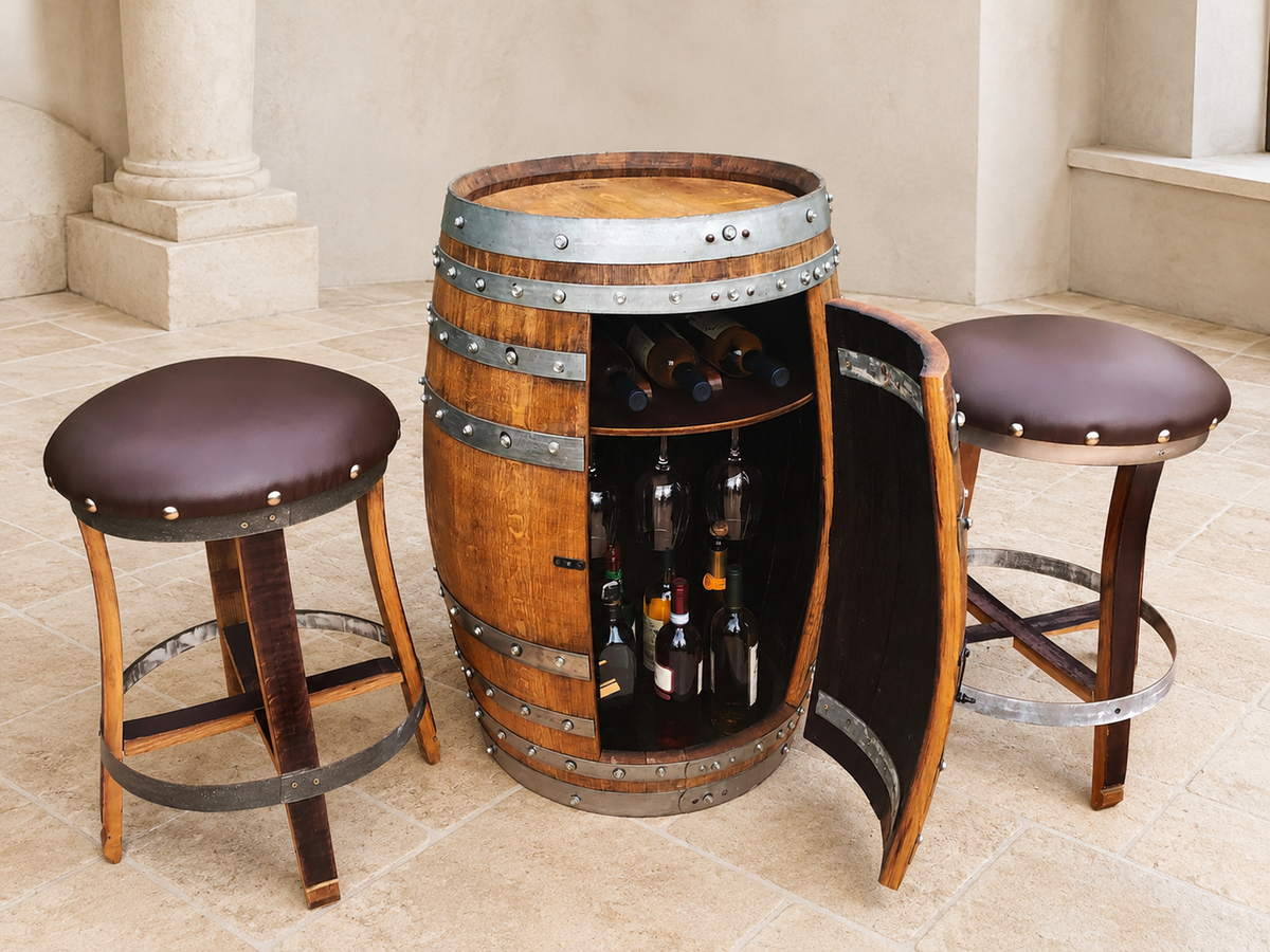 Bordeaux Oak Wine Barrel Bar