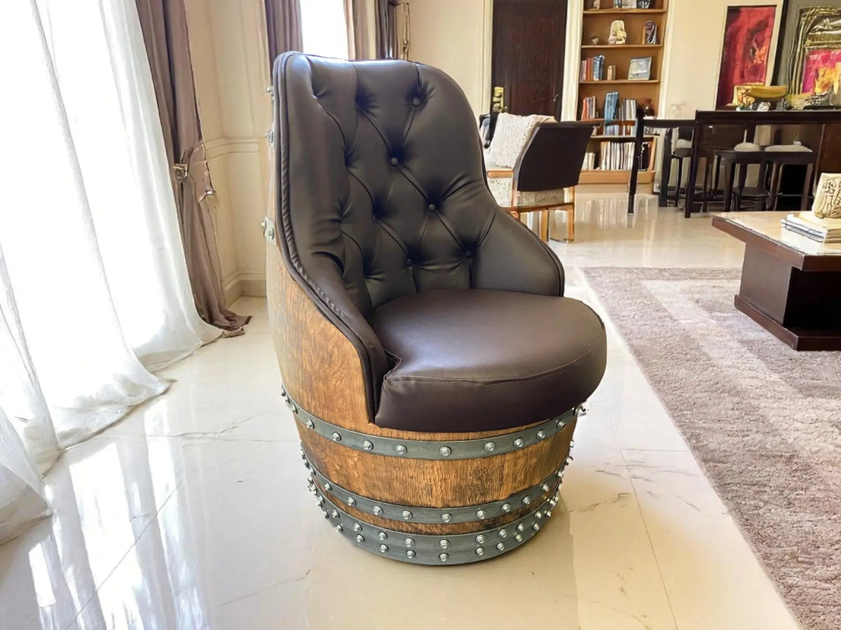 Luxury Captain Barrel Chair – Solid Oak Wine Barrel