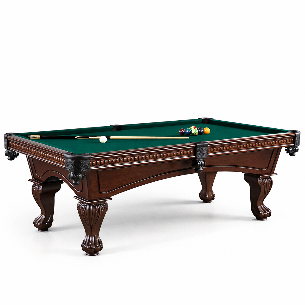 Canton 8' Slate Pool Table – Solid Wood Frame Billiards Table