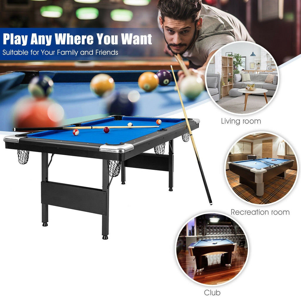 6 Ft Foldable Billiard Pool Table with Complete Accessory Set