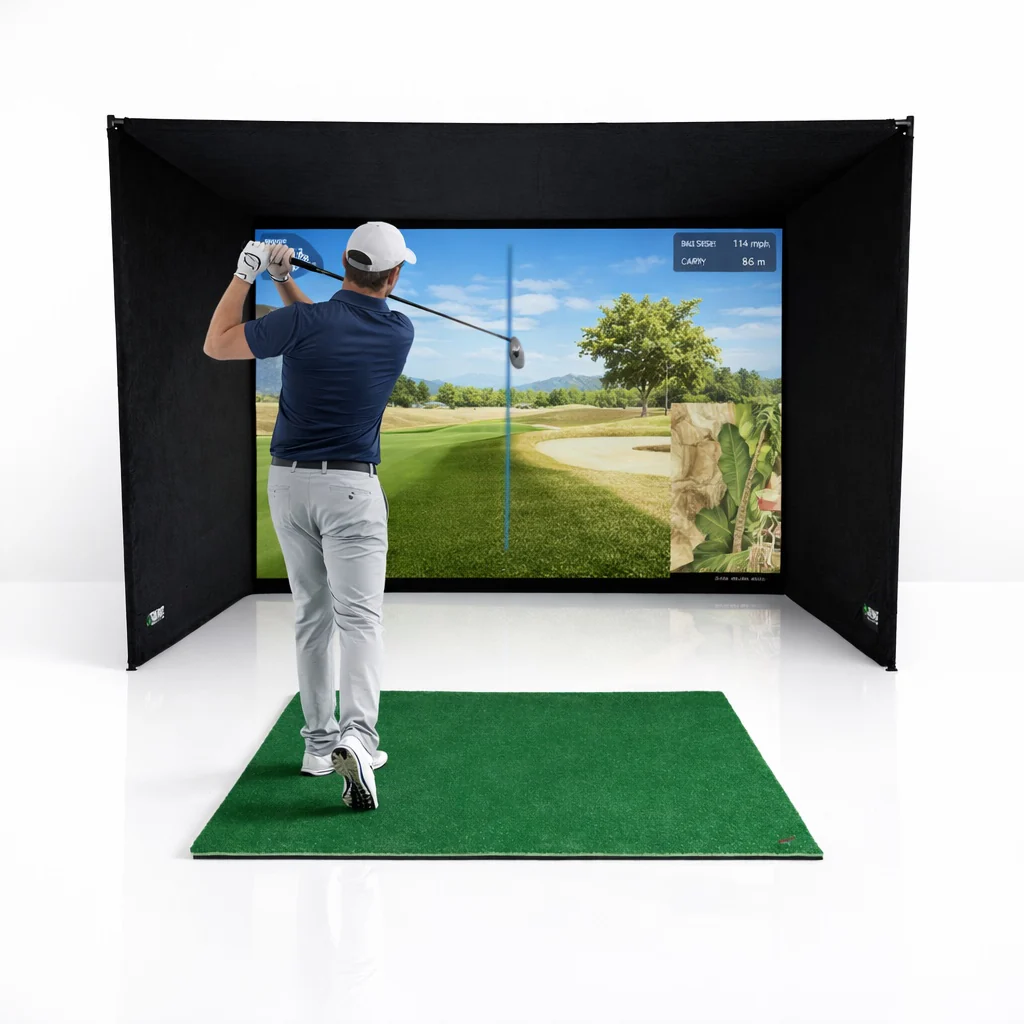 Simbox Golf Simulator Enclosure – 7 Sizes with Impact Screen, Frame & Side Barriers