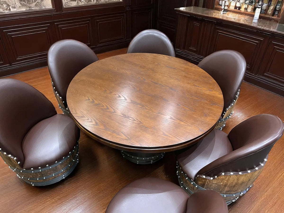 Green Poker Table with 6 Barrel Chairs