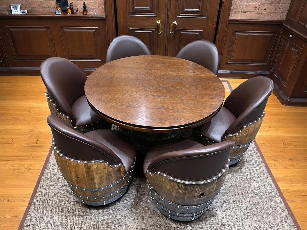 Green Poker Table with 6 Barrel Chairs