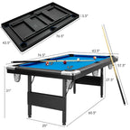 6 Ft Foldable Billiard Pool Table with Complete Accessory Set