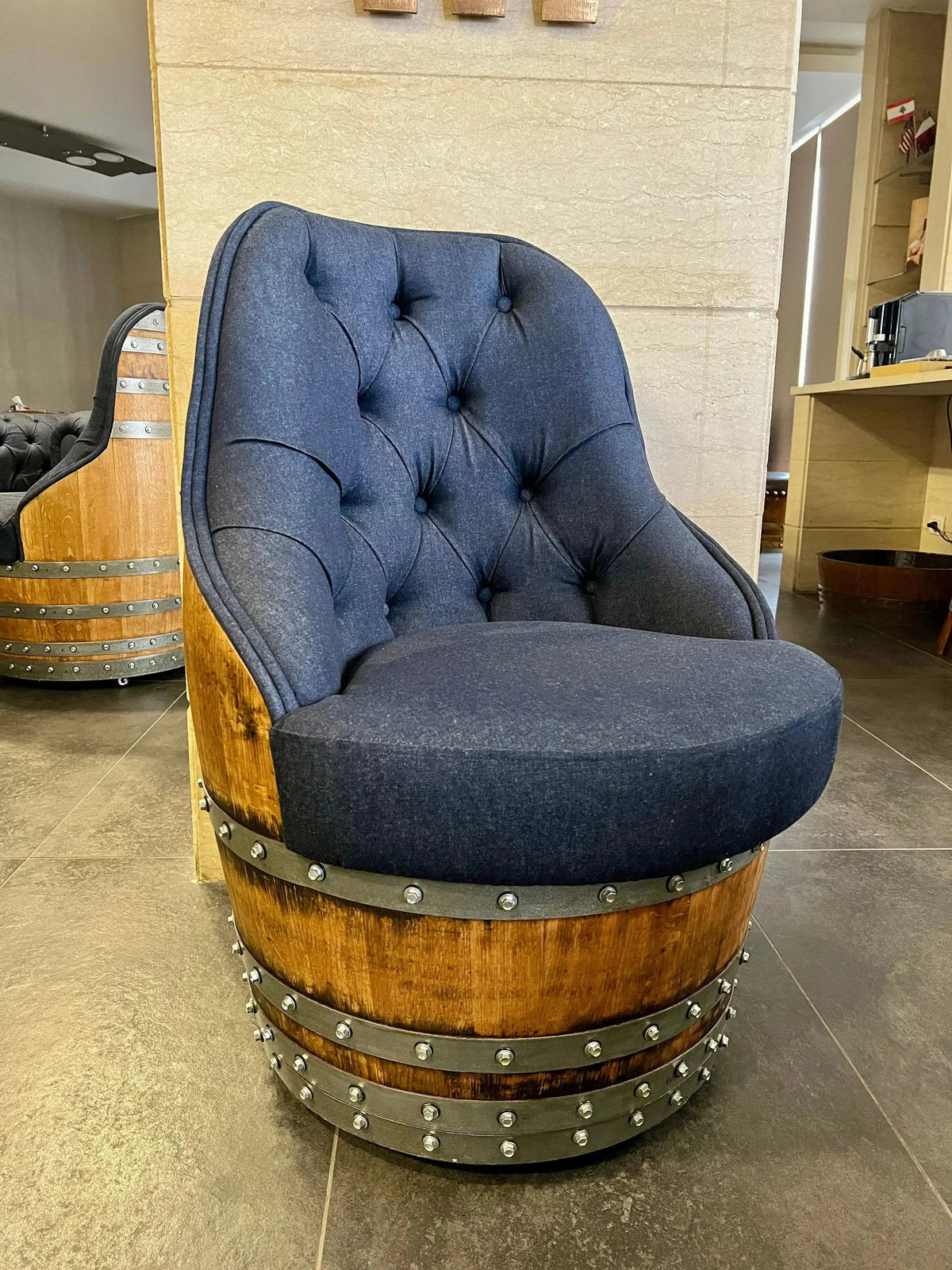 Luxury Captain Barrel Chair – Solid Oak Wine Barrel