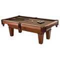7 Ft Pool Table with Brown Wool Cloth, 2 Cues and Billiard Balls