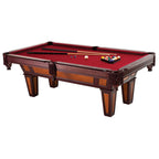 7 Ft Pool Table with Burgundy Wool Cloth and Fringe Drop Pockets