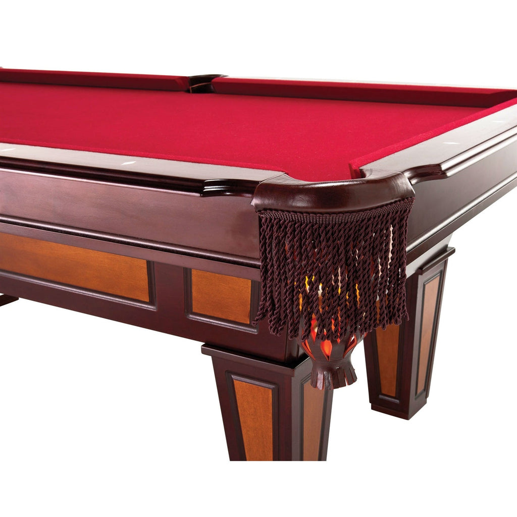 7 Ft Pool Table with Burgundy Wool Cloth and Fringe Drop Pockets