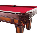 7 Ft Pool Table with Burgundy Wool Cloth and Fringe Drop Pockets