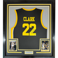 Framed Autographed Caitlin Clark 35x39 Iowa Black Basketball Jersey