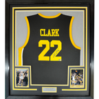 Framed Autographed Caitlin Clark 35x39 Iowa Black Basketball Jersey