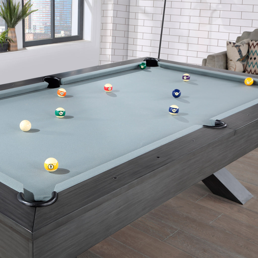 Blake Pool Table Blake 8' Slate Pool Table – Solid Wood Billiards Table with Leather Po ...