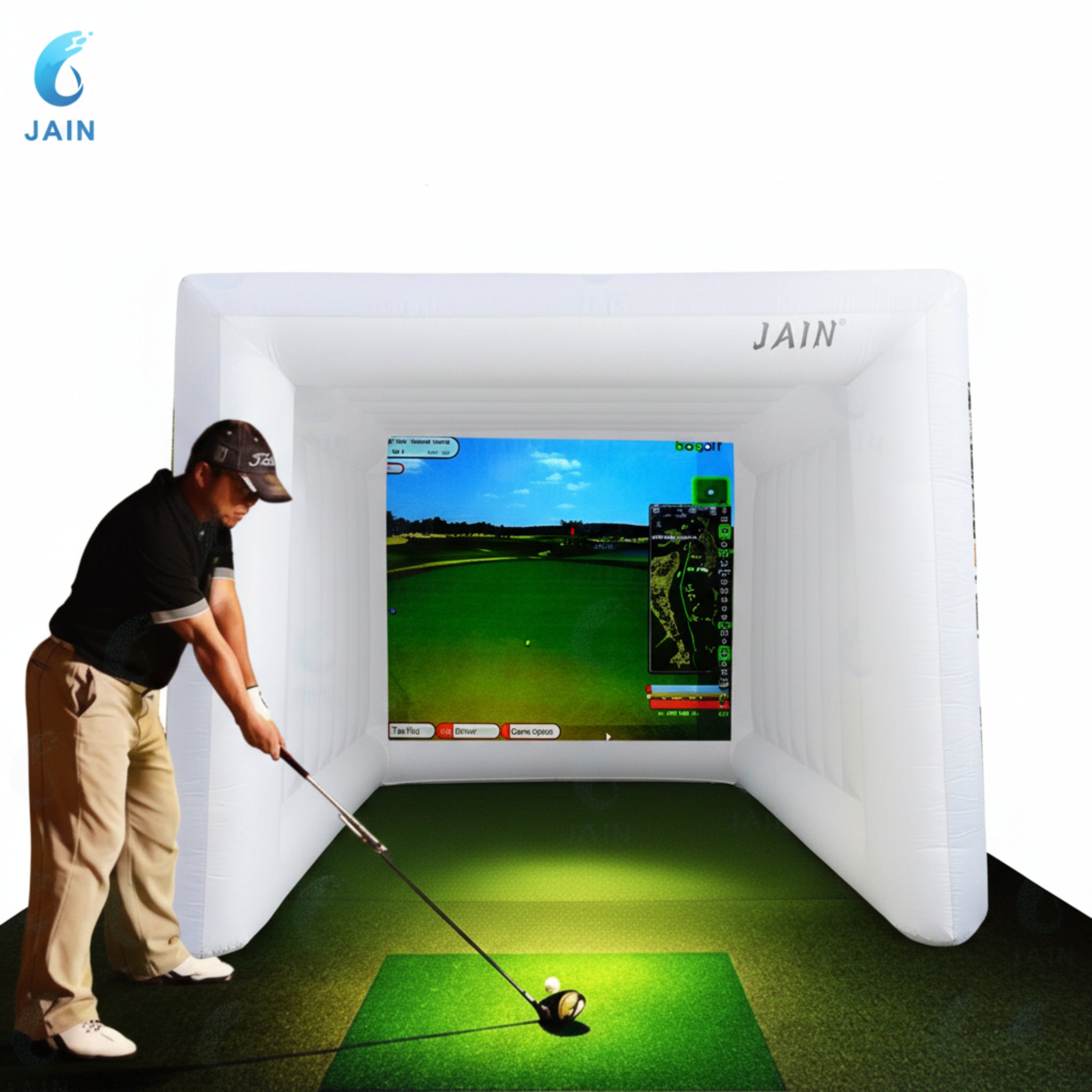Inflatable Golf Simulator Enclosure with Built-In Fan – Indoor Golf Practice Cage