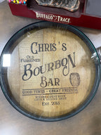 Custom Bourbon Whiskey Barrel Bistro Bar Table with LED Storage