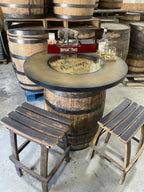 Custom Bourbon Whiskey Barrel Bistro Bar Table with LED Storage