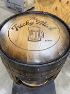 Custom Bourbon Whiskey Barrel Bistro Bar Table with LED Storage