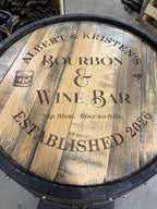 Custom Bourbon Whiskey Barrel Bistro Bar Table with LED Storage