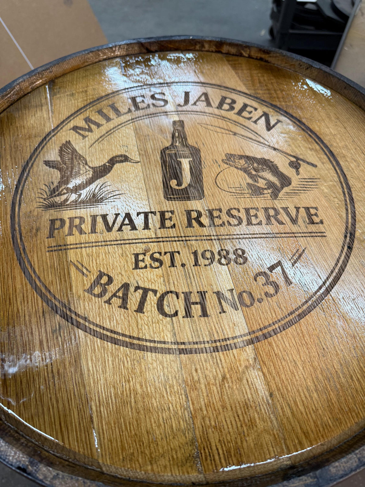 Custom Bourbon Whiskey Barrel Bistro Bar Table with LED Storage