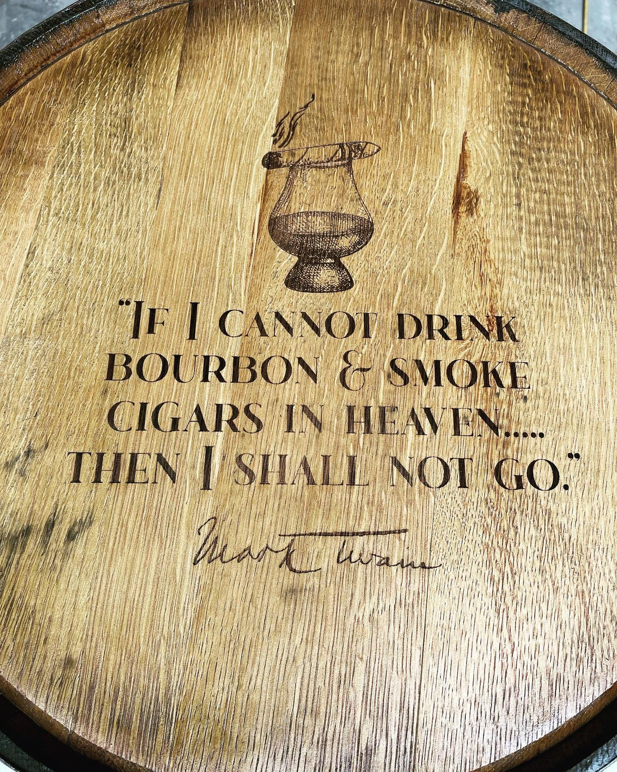 Custom Bourbon Whiskey Barrel Bistro Bar Table with LED Storage