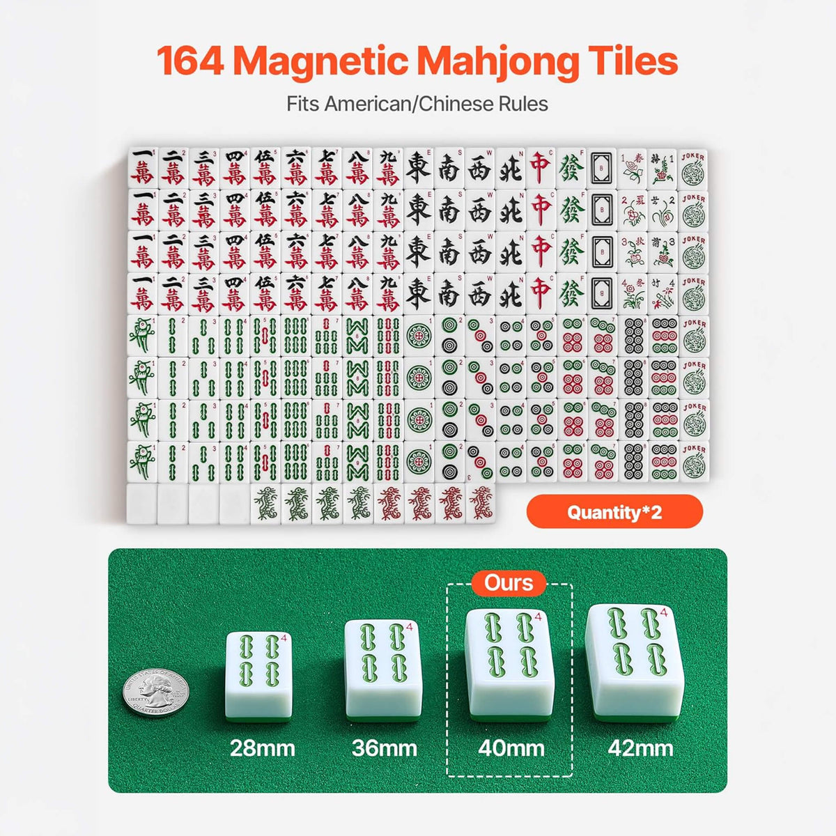 Automatic Foldable Mahjong Table with Wheels and 164 Tiles