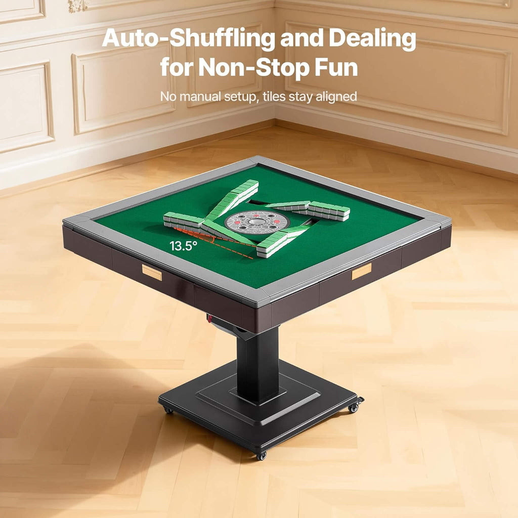 Automatic Foldable Mahjong Table with Wheels and 164 Tiles