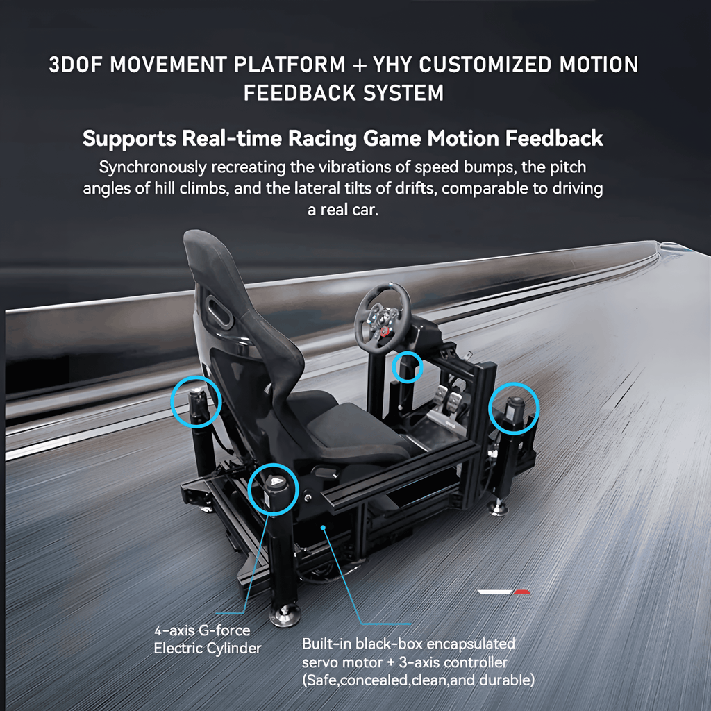 YHY Racing Simulator with 3D Motion Platform, Triple 32" Screens