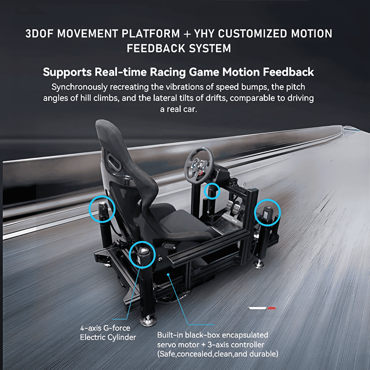 YHY Racing Simulator with 3D Motion Platform, Triple 32" Screens
