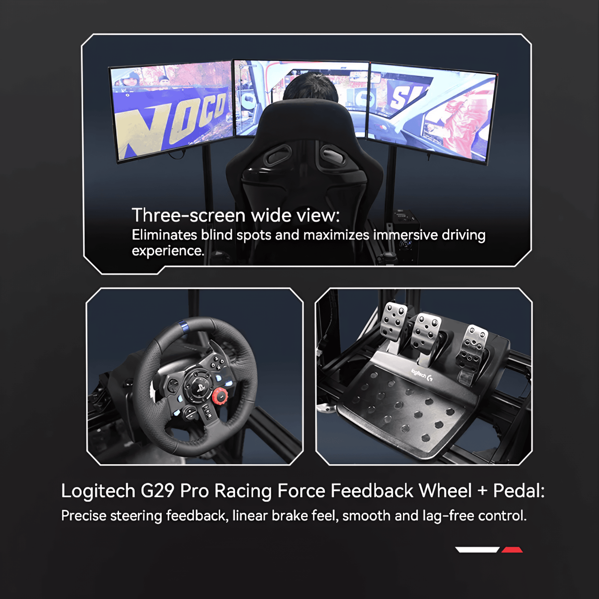 YHY Racing Simulator with 3D Motion Platform, Triple 32" Screens