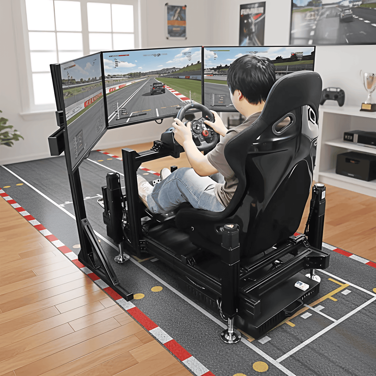 YHY Racing Simulator with 3D Motion Platform, Triple 32" Screens