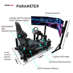 YHY Racing Simulator with 3D Motion Platform, Triple 32" Screens