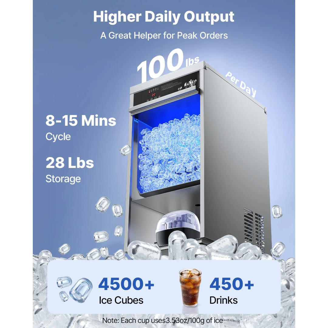 Ice Machine, 100–450 lb. Daily Ice Production